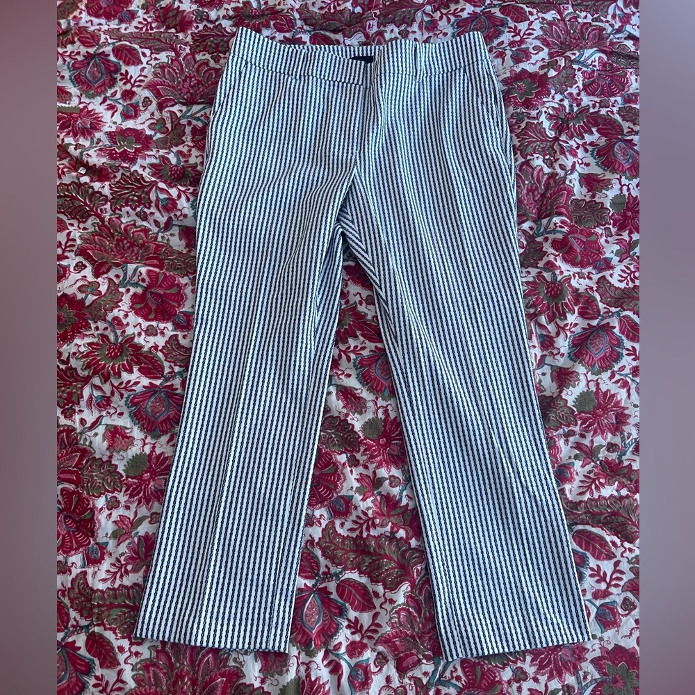 Black and White Striped Ankle Pants